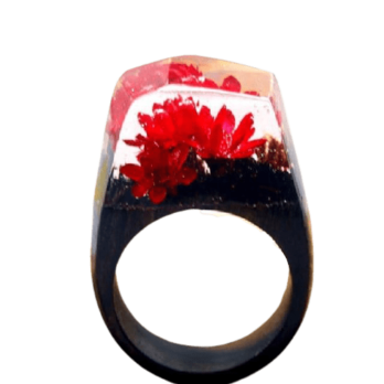 Bague nature fleur rouge